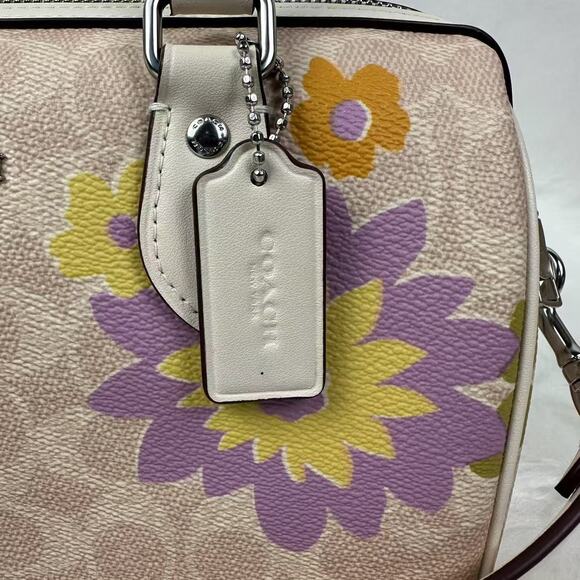 COACH Rowan Satchel Crossbody Bag Signature Canvas Floral Print CBG72 Sand NWT - Picture 9 of 11